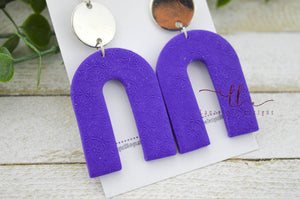 Nova Large Arch Clay Earrings || Royal Purple