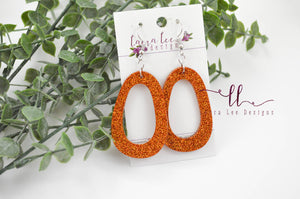 Resin Earrings || Orange Glitter Teardrop
