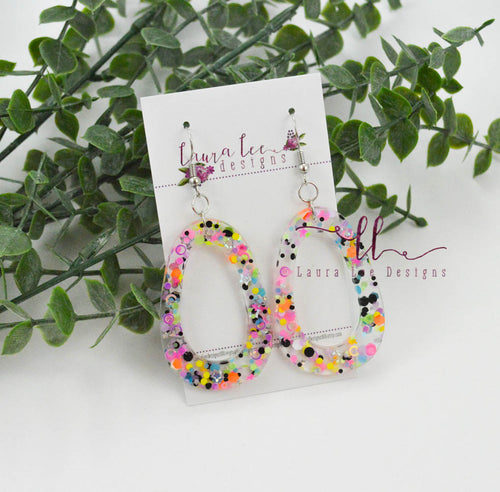 Resin Earrings || Halloween Glitter Teardrop