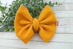 Large Julia Messy Bow Style Bow || Mustard Yellow Mo
