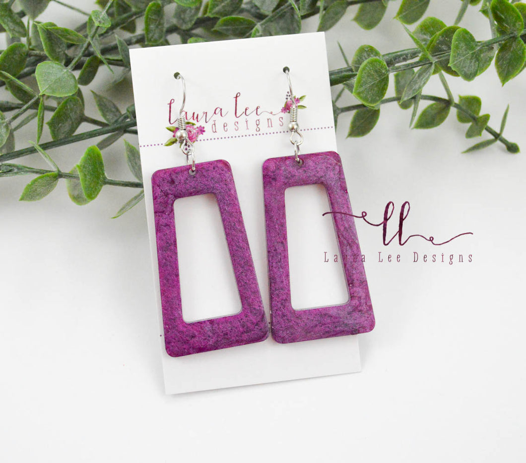 Resin Earrings || Plum Purple Rectangle