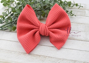 Large Julia Messy Bow Style Bow || Pink Coral
