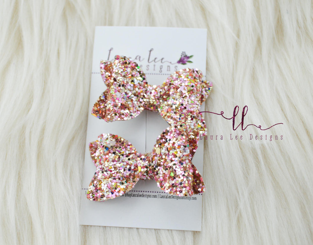 Pippy Style Pigtail Bow Set || Cupids Bow Glitter