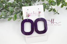 Resin Earrings || Dark Purple Glitter Fat Round