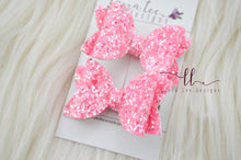 Pippy Style Pigtail Bow Set || Shocking Pink Glitter