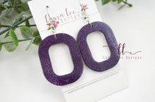 Resin Earrings || Dark Purple Glitter Fat Round