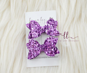 Pippy Style Pigtail Bow Set || Lavender Glitter