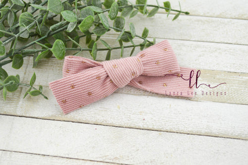 Timber Bows || Blush and Gold Dot Velvet Timber Bow Style