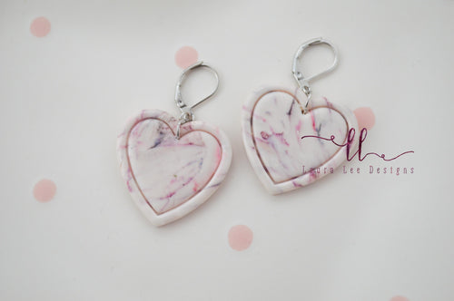 Heart Clay Earrings || Valentine's Swirl