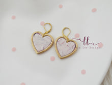 Heart Clay Earrings || Valentine's Swirl with Gold