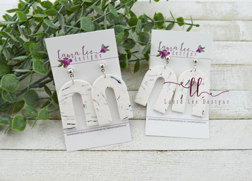 Nova Large Arch Clay Earrings || Black and White Marble
