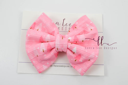 Large Julia Messy Bow Style Bow || Pink Christmas || CLIP ONLY