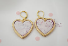 Heart Clay Earrings || Valentine's Swirl with Gold