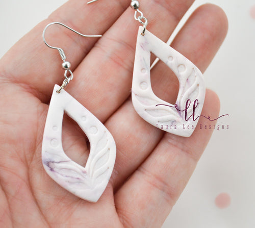 Small Ursa Cutout Clay Earrings || Valentine's Day Swirl