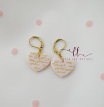 Small Heart Clay Earrings || Cream and Gold