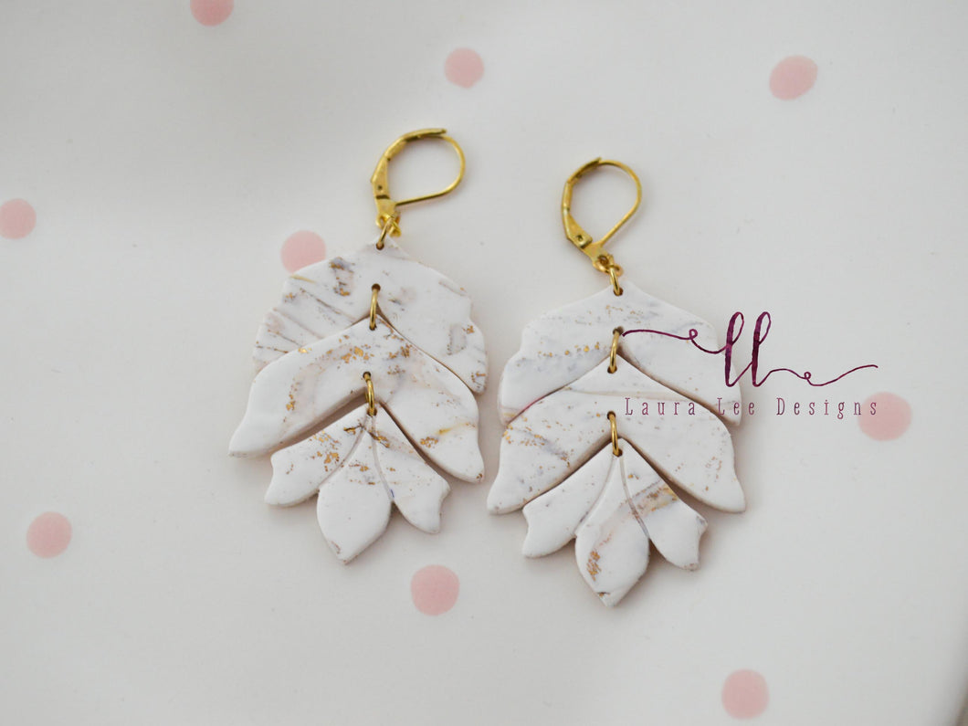 Kennedy Clay Earrings || Gold and White