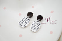 Oval Clay Earrings || Black and White Love Letters