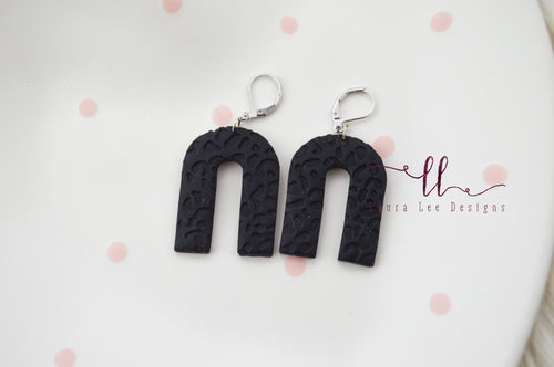 Nova Large Arch Clay Earrings || Black Leopard || Made to Order