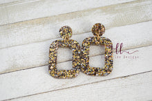 Stud Resin Earrings || Black and Gold Confetti Glitter