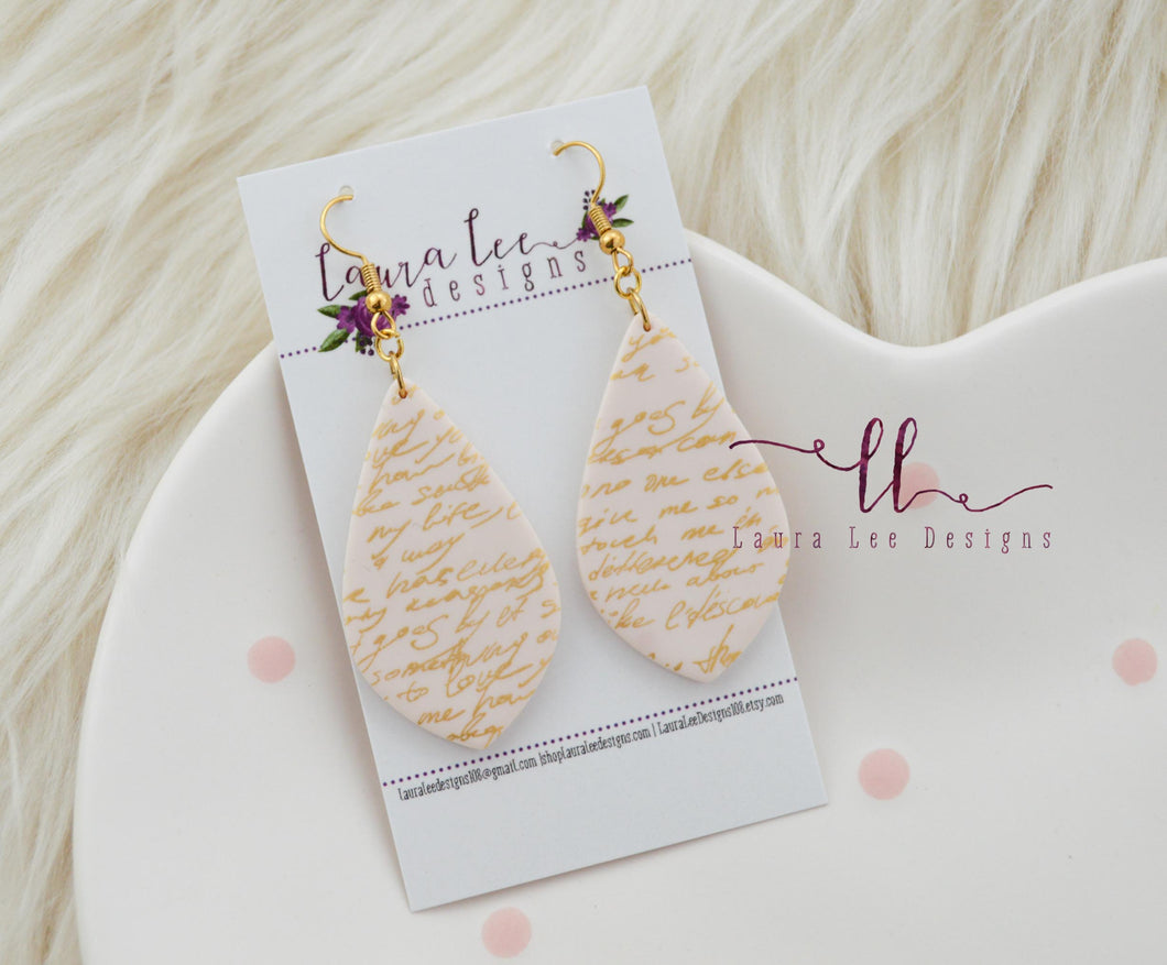 Ursa Clay Earrings || Cream and Gold Love Letters