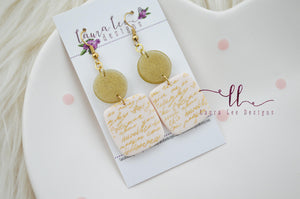 Clay Earrings || Gold and Cream Love Letters