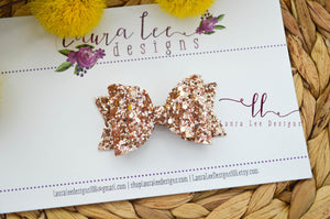 Mini Stacked Sabrina Style Bow || Perfect Gold Glitter
