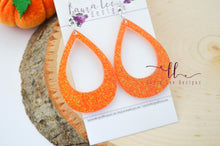 Teardrop Resin Earrings || Orange Glitter