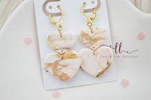 Heart Clay Earrings || Cream and Gold