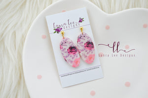 Jackie Oval Clay Earrings || Valentine's Day Floral