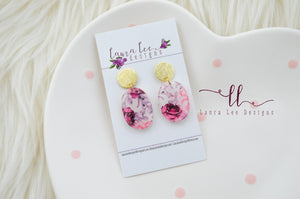 Oval Clay Earrings || Valentine's Day Floral