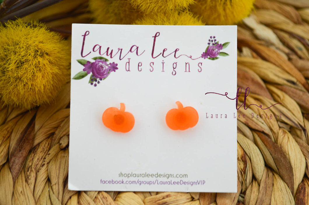 Pumpkin Stud Earrings || Orange