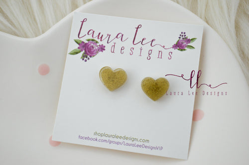 Heart Stud Earrings || Gold || Resin Studs