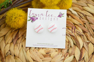 Round Clay Stud Earrings || Baseballs || Made to Order