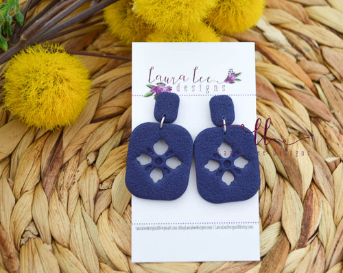 Lily Clay Earrings || Navy Blue