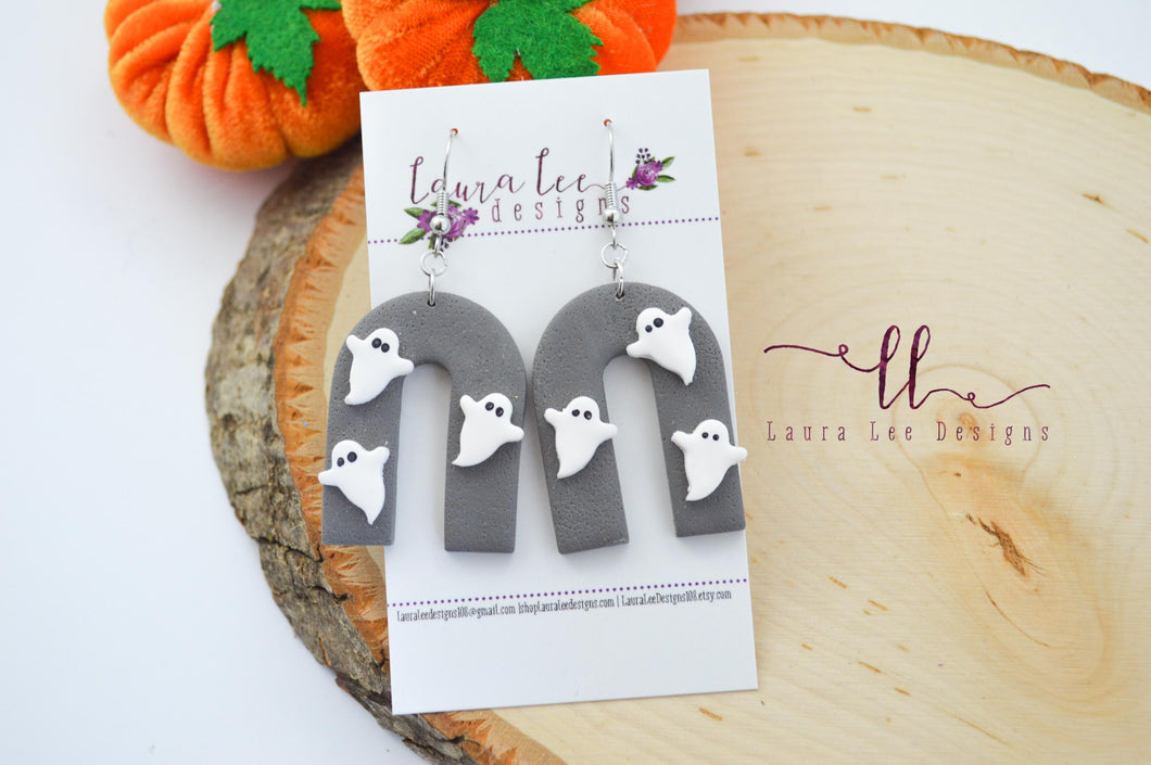 Nova Large Arch Clay Earrings || Ghosts