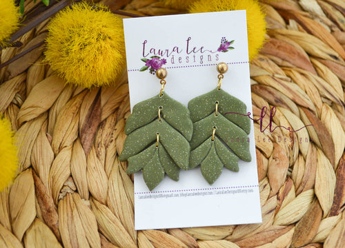 Kennedy Clay Earrings || Olive Green Glitter