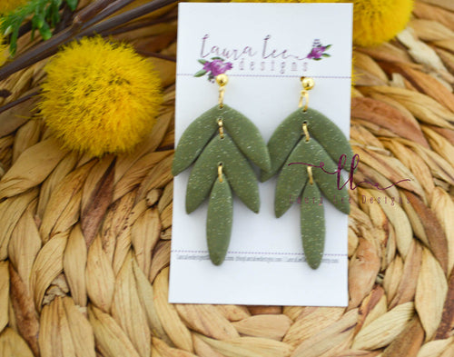 Cassie Clay Earrings || Olive Green Glitter