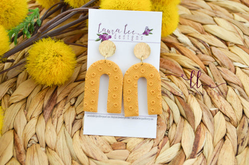 Nova Large Arch Clay Earrings || Mustard Yellow Suns