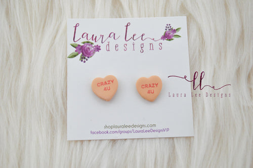 Conversation Heart Stud Earrings || Peach Crazy 4 You