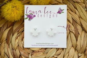 Ghost Stud Earrings || White || Made to Order