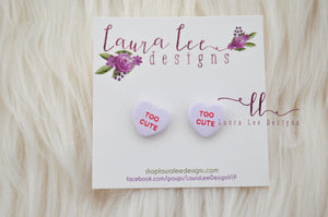 Conversation Heart Stud Earrings || Lavender Too Cute || Made to Orderw