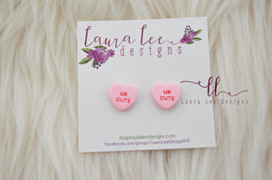 Conversation Heart Stud Earrings || Pink UR Cute || Made to order
