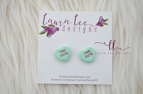 Conversation Heart Stud Earrings || Mint Too Cute || Made to Order
