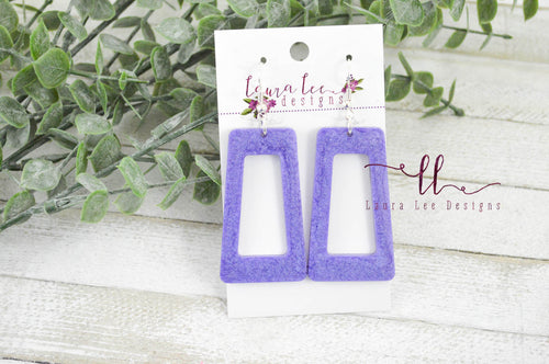 Resin Earrings || Purple Rectangle