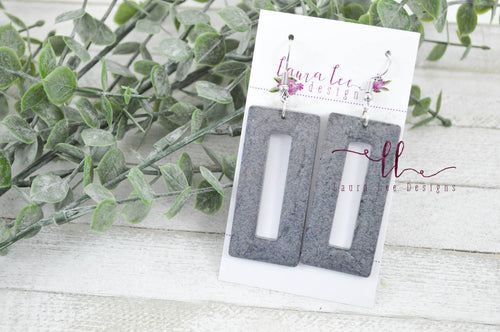 Resin Earrings || Gray Rectangle