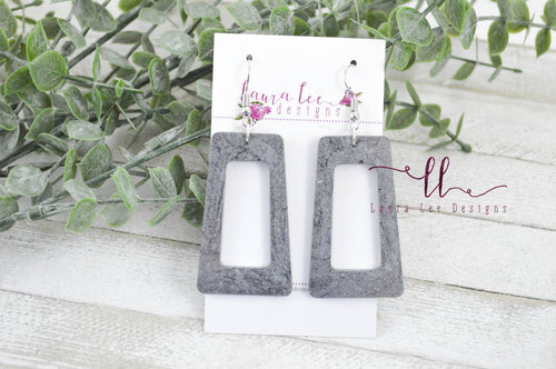 Resin Earrings || Gray Rectangle