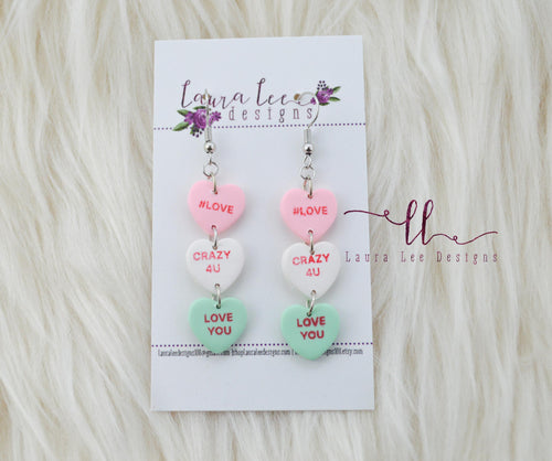 Conversation Heart Earrings || Dangles