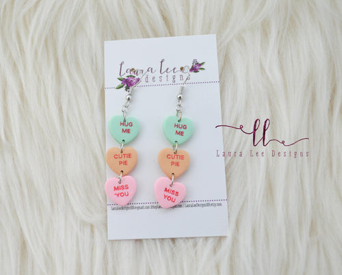 Conversation Heart Earrings || Dangles
