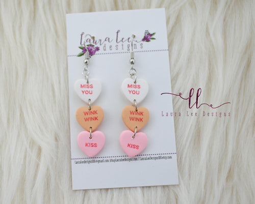 Conversation Heart Earrings || Dangles