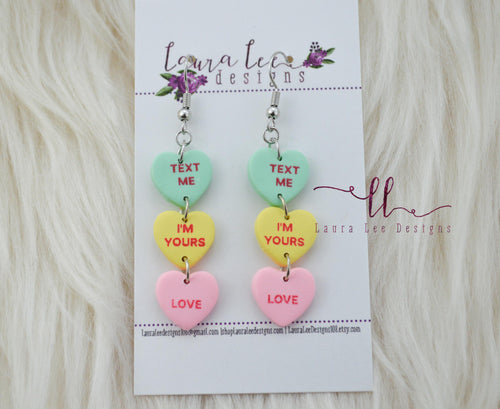 Conversation Heart Earrings || Dangles